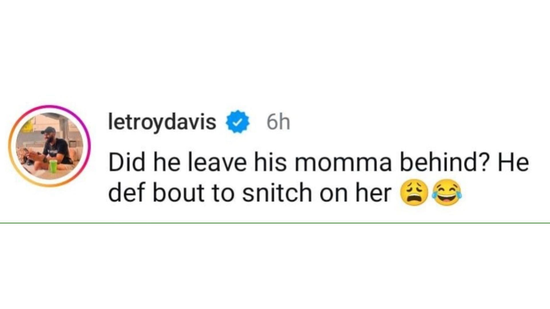 A netizen trolls Kingston and his mother. (Image via Instagram/@letroydavis)