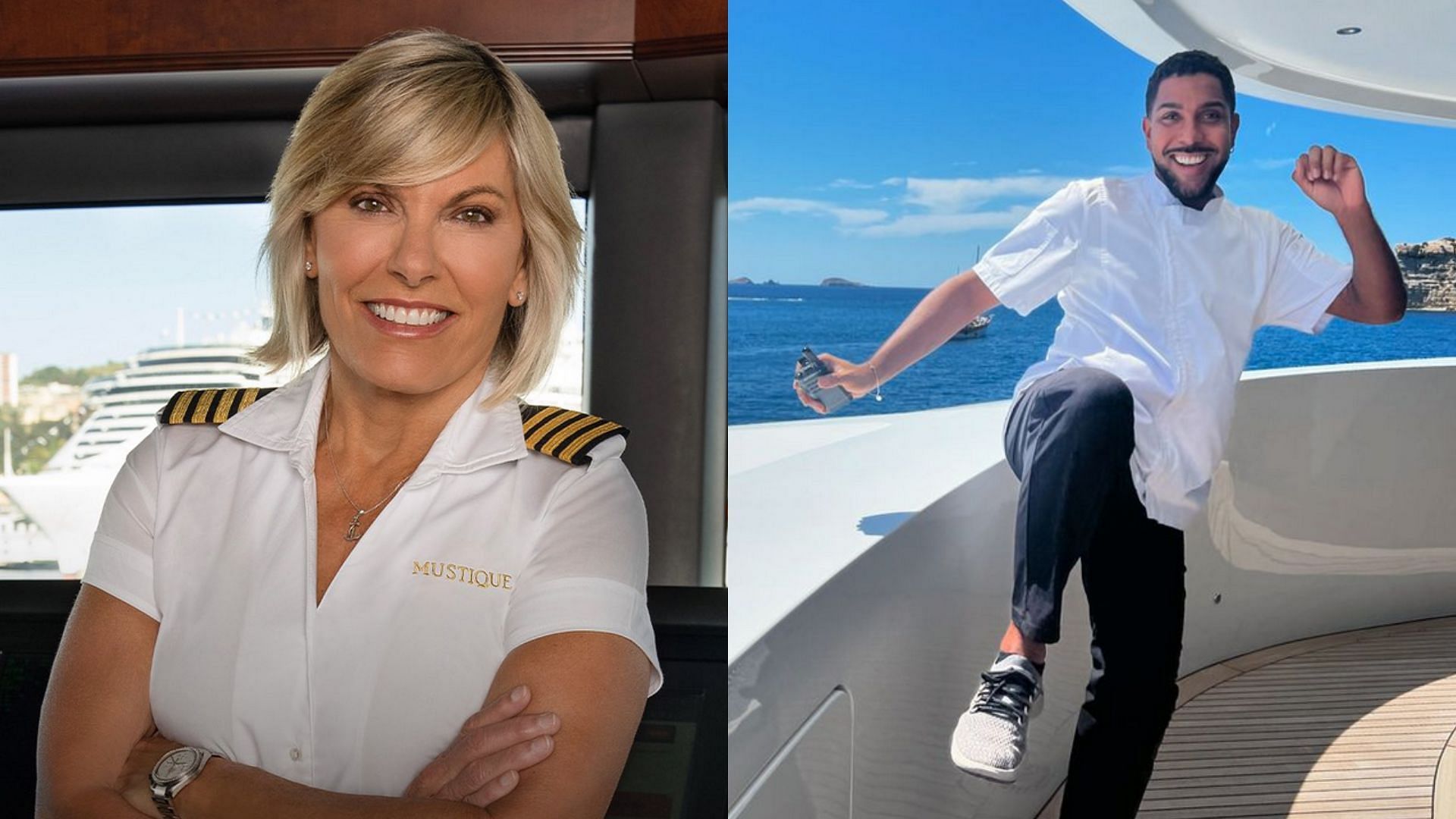 Captain Sandy and Chef Jono of Below Deck Mediterranean (Image via Instagram/@captainsandrayawn/@shillingfordj)