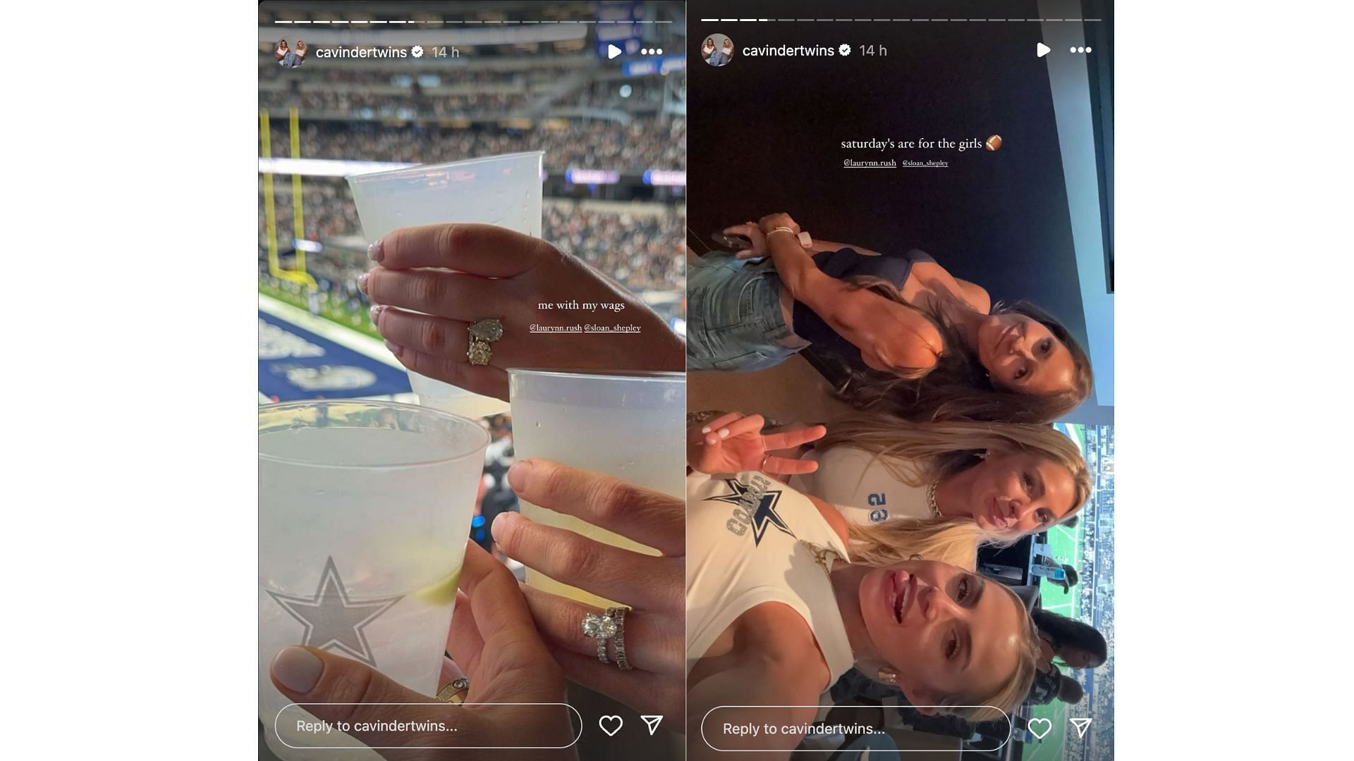 Haley Cavinder with the WAGs at the Dallas game (Credits: Instagram/@cavindertwins)