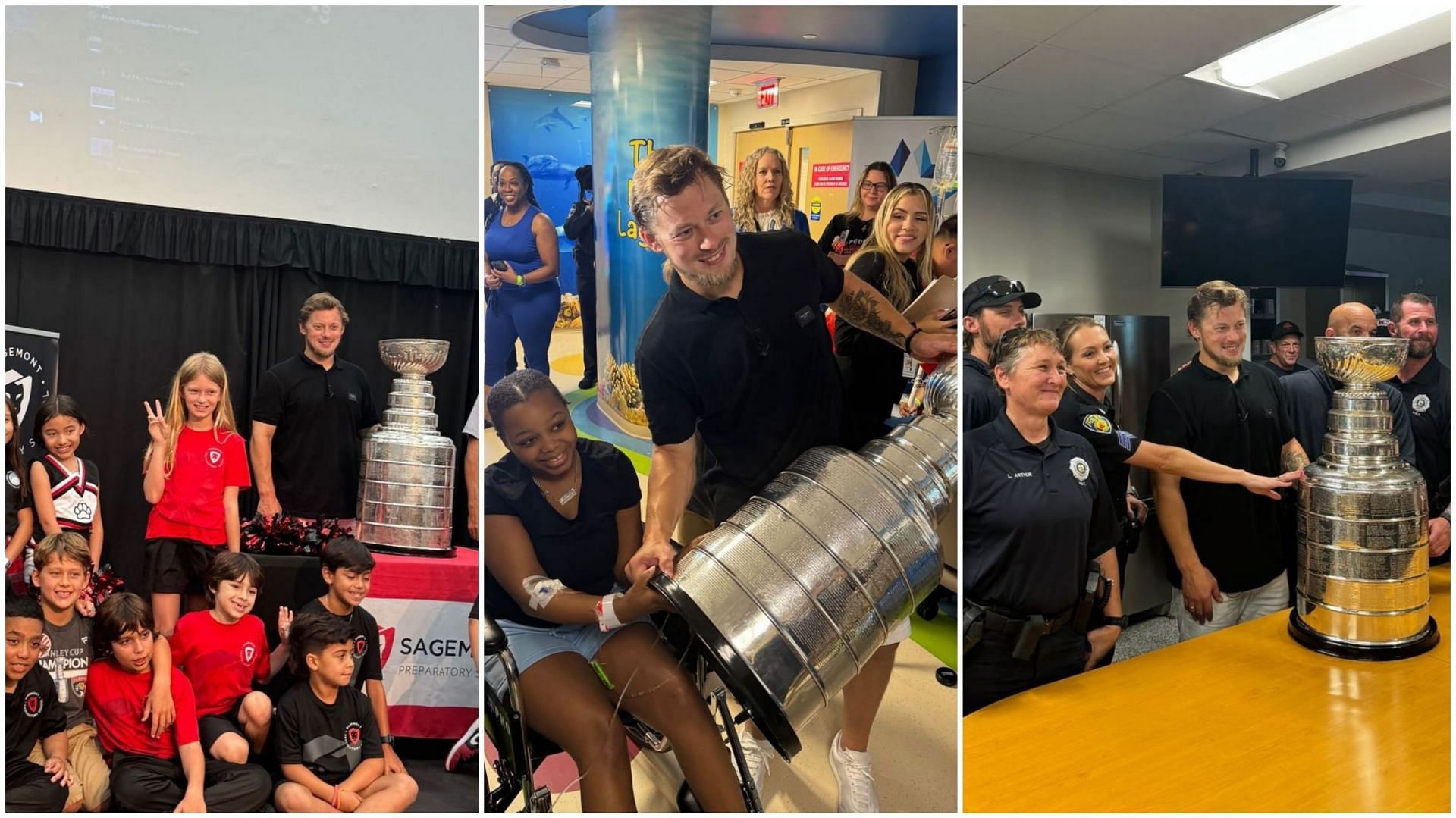 Vladimir Tarasenko brings Stanley Cup trophy to patients at Broward Heath