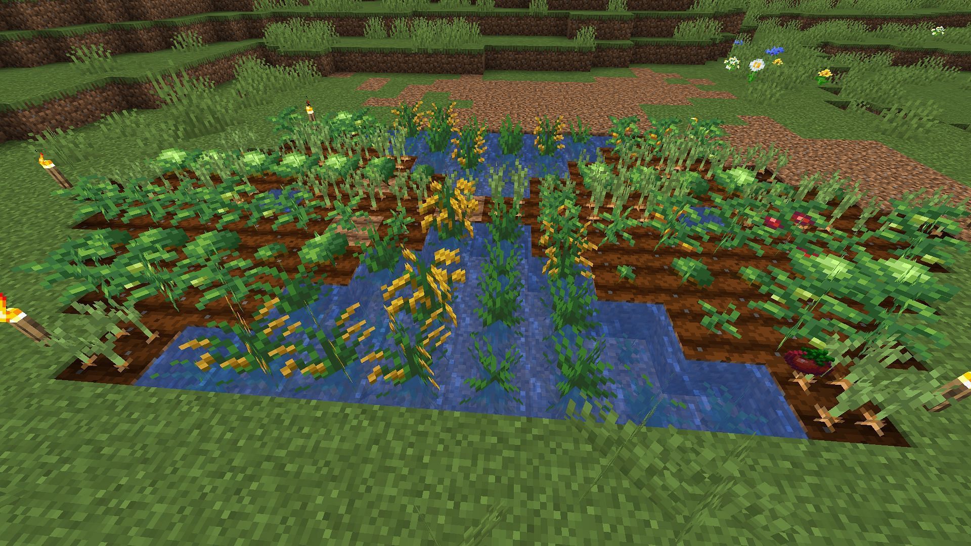 A small Farmer&#039;s Delight farm (Image via Mojang)