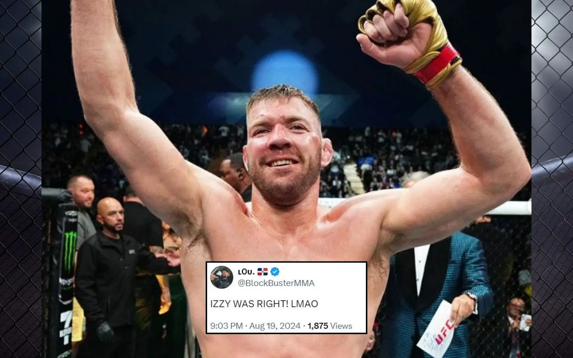 Fans react (insert) to Dricus du Plessis (pictured) and his interesting choice of wardrobe. [Image credit: @ufc on Instagram]