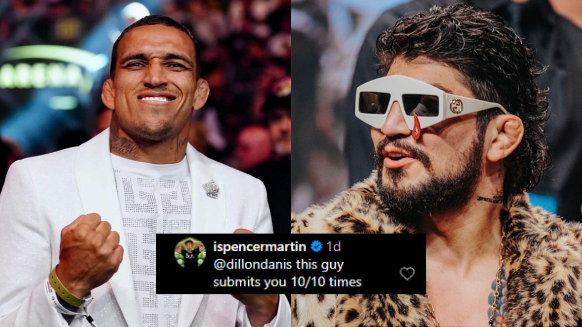 Fans react after Charles Oliveira (left) is called a &quot;journey man&quot; by Dillon Danis (right) [Images courtesy of @charlesdobonxs &amp; @dillondanis on Instagram]