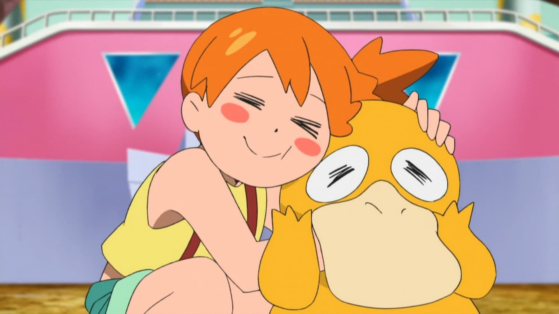 Misty and her iconic Psycduck as seen in the anime (Image via The Pokemon Company)