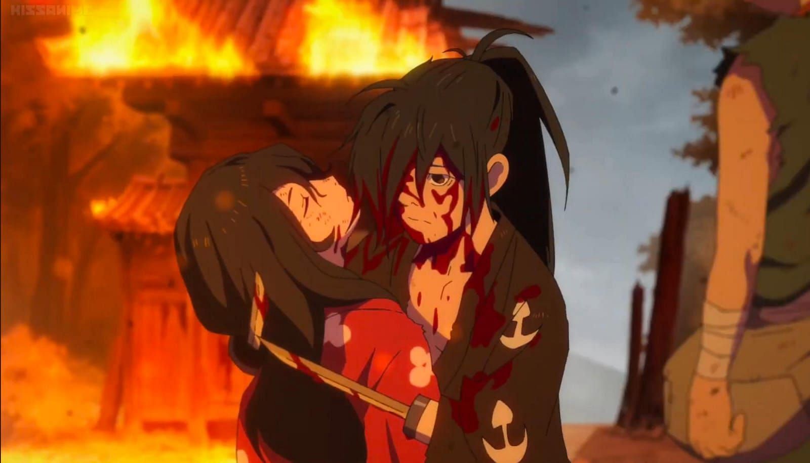 Mio &amp; Hyakkimaru (One of the most impactful anime deaths) (Image via MAPPA)