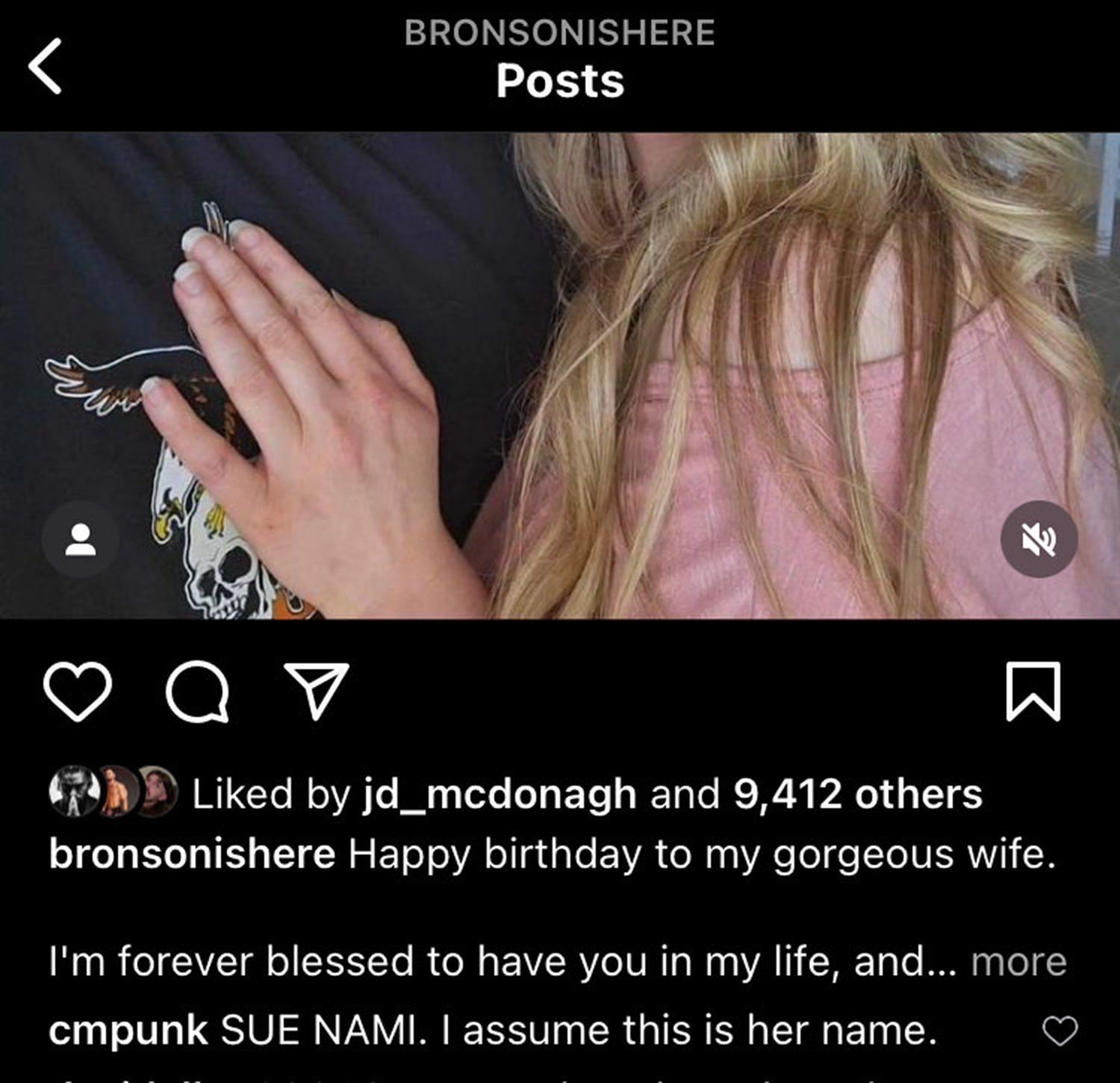 CM Punk has given Bronson Reed's wife a new name (Credit: Bronson's Instagram post)