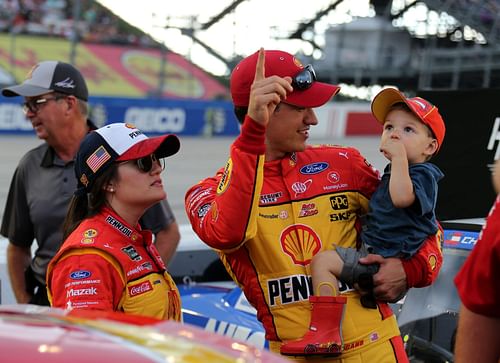 Logano with his wife Brittany and son Hudson at Darlington in 2019 (Getty Images)