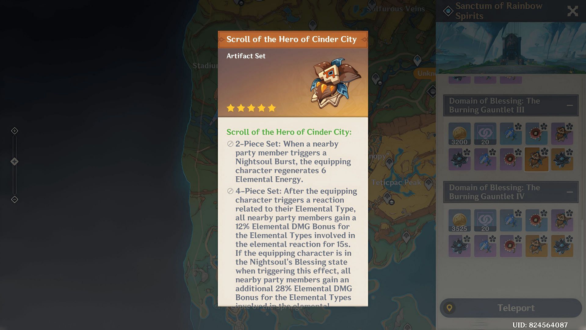 Scroll of the Hero of Cinder City artifact set (Image via HoYoverse)