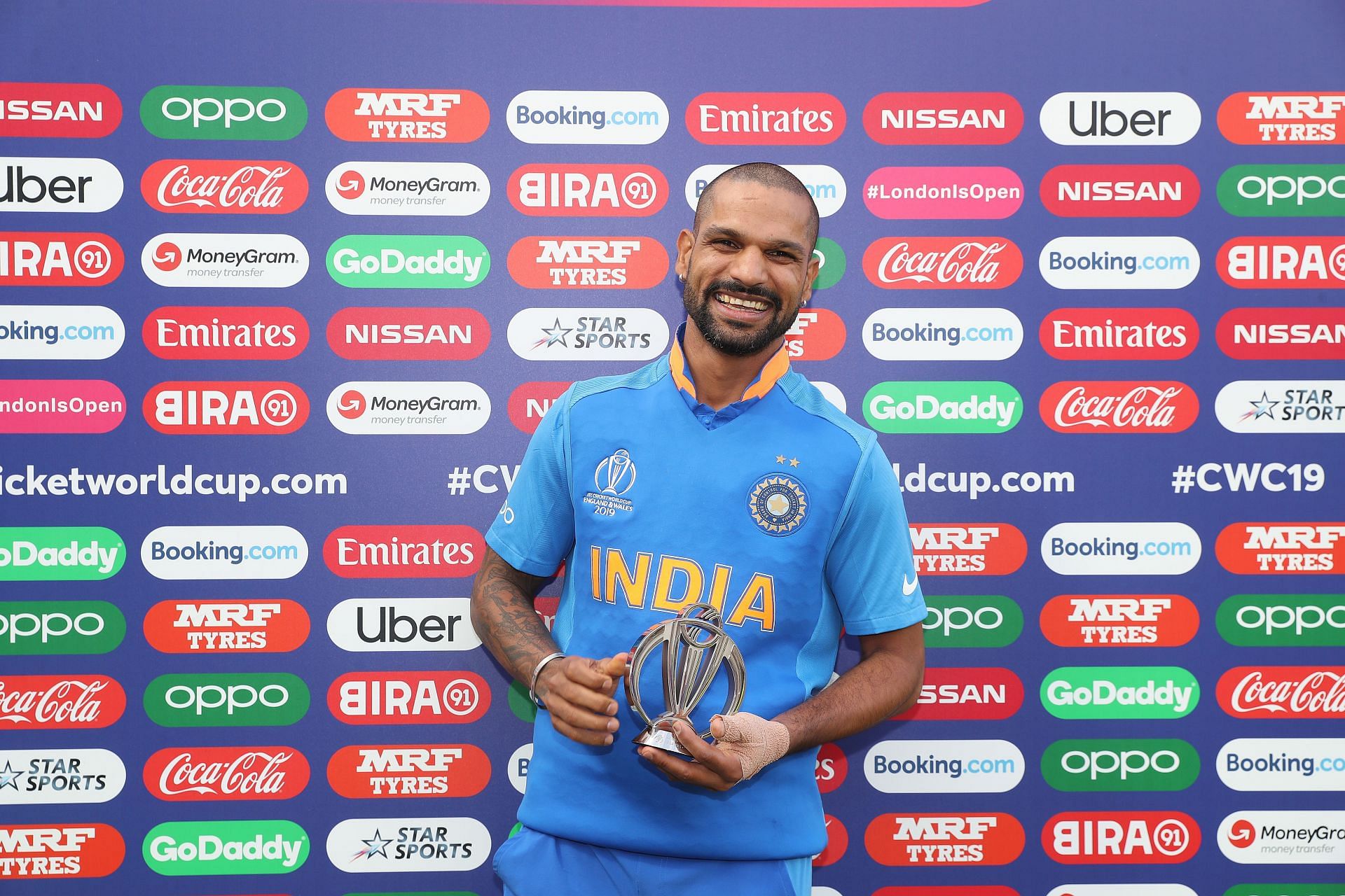 Shikhar Dhawan's last appearance for India in ICC events came against Australia in the 2019 World Cup (image via Getty)