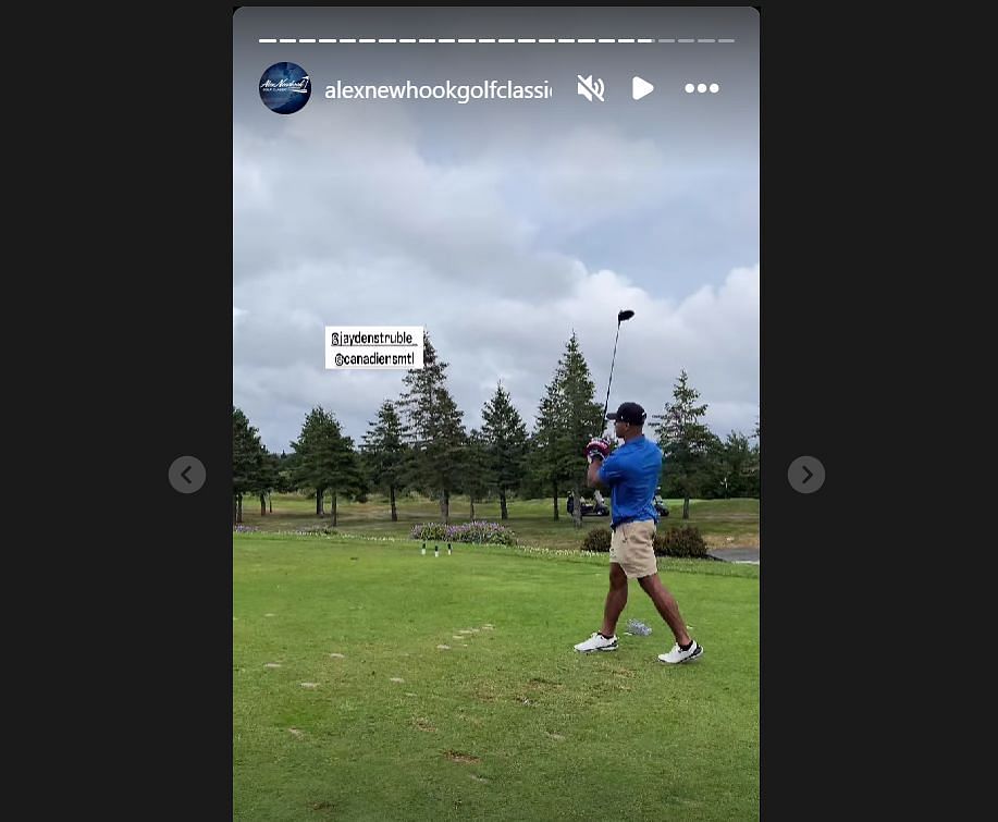 Jayden Struble taking his shot (Credit: Newhook&#039;s IG page for Golf event)