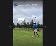 Jayden Struble taking his shot (Credit: Newhook's IG page for Golf event)