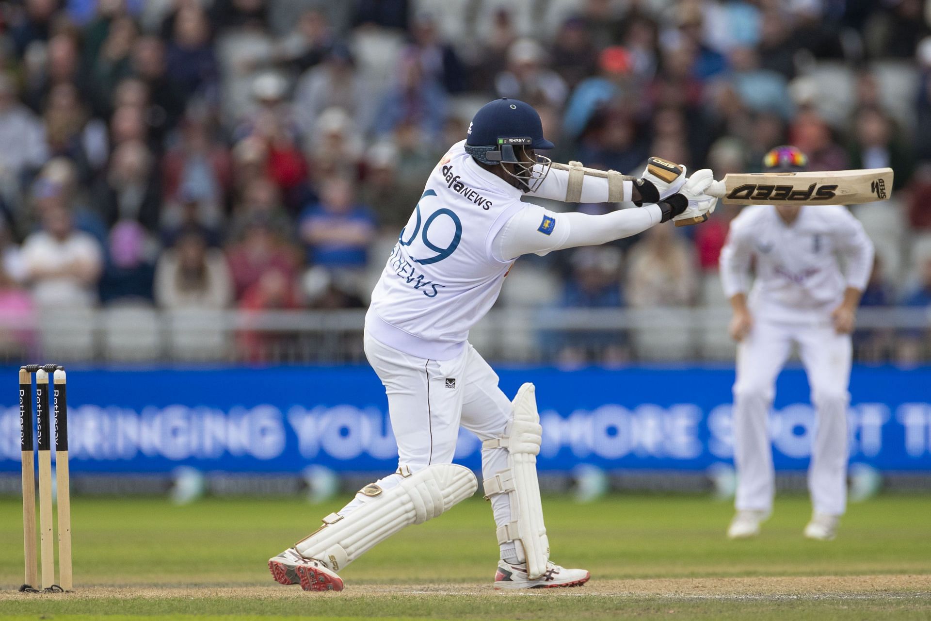 Angelo Mathews scored 65 runs off 145 deliveries.