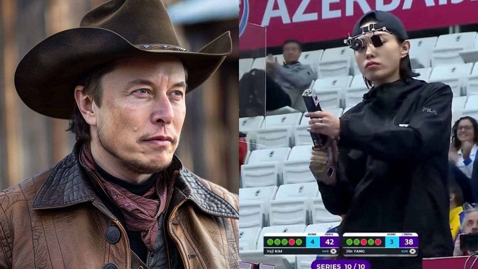 Who is Kim Ye-ji? Elon Musk hyping the South Korean Olympic Pistol shooter. (Images via X/@elonmusk and @TheCartelDel)