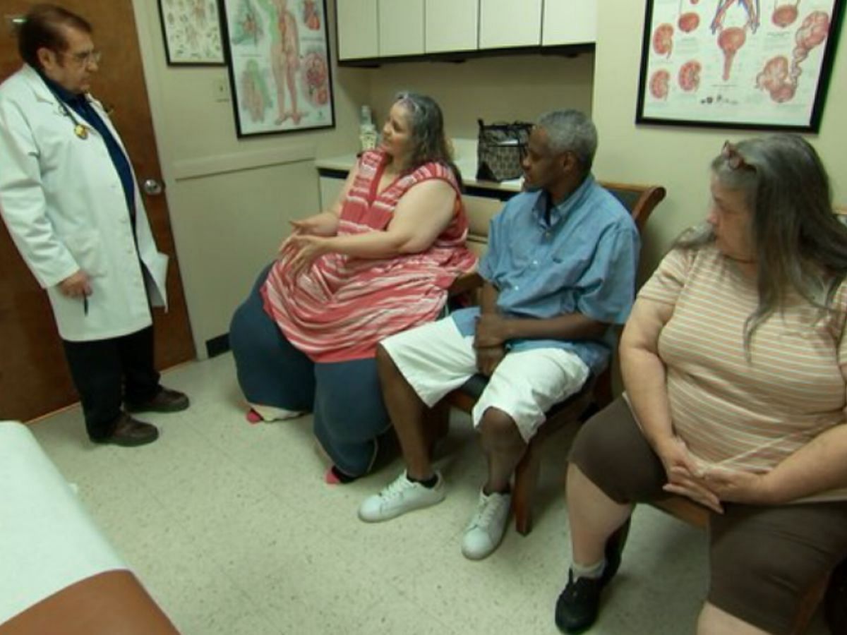 Tracey consults with Dr. Now, accompanied by her husband Anthony, and mother Karen. (Image via TLC)