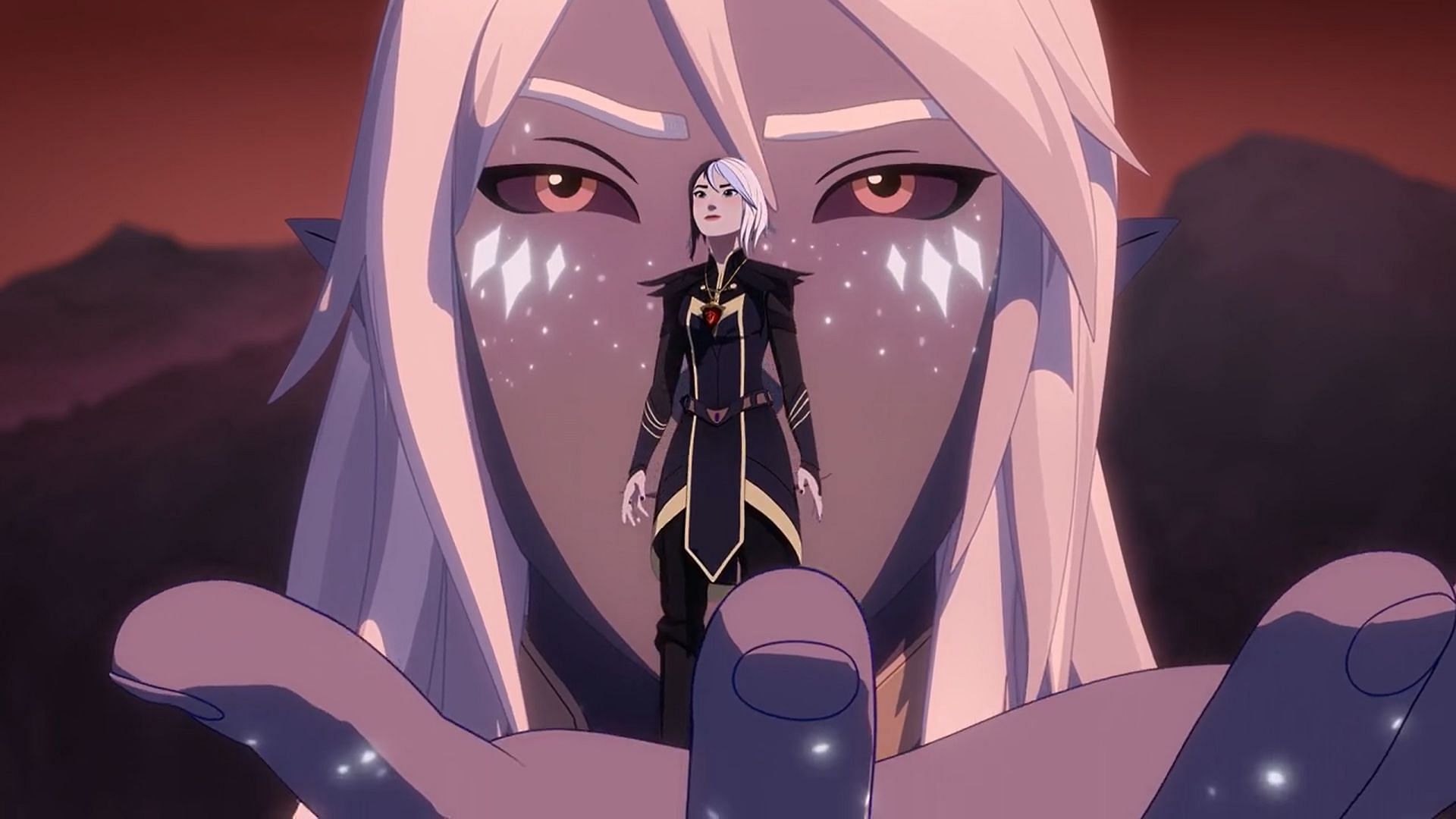 Claudia and Aaravos in The Dragon Prince season 6 finale (Image via Netflix)