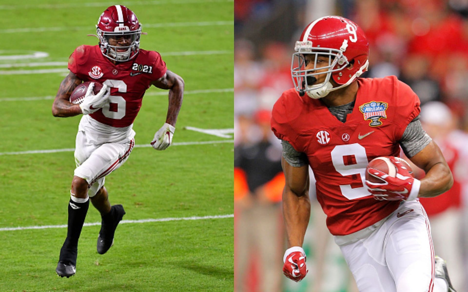 DeVonta Smith (left); Amari Cooper (right)