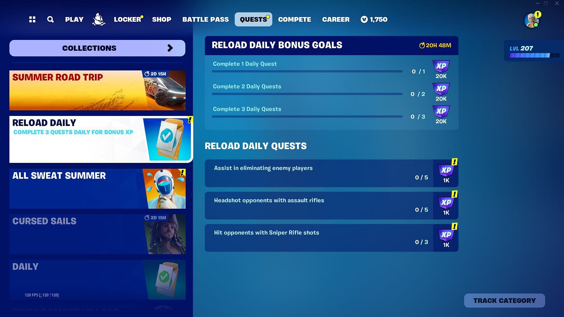 Complete Daily Quests and earn thousands of XP per day (Image via Epic Games)