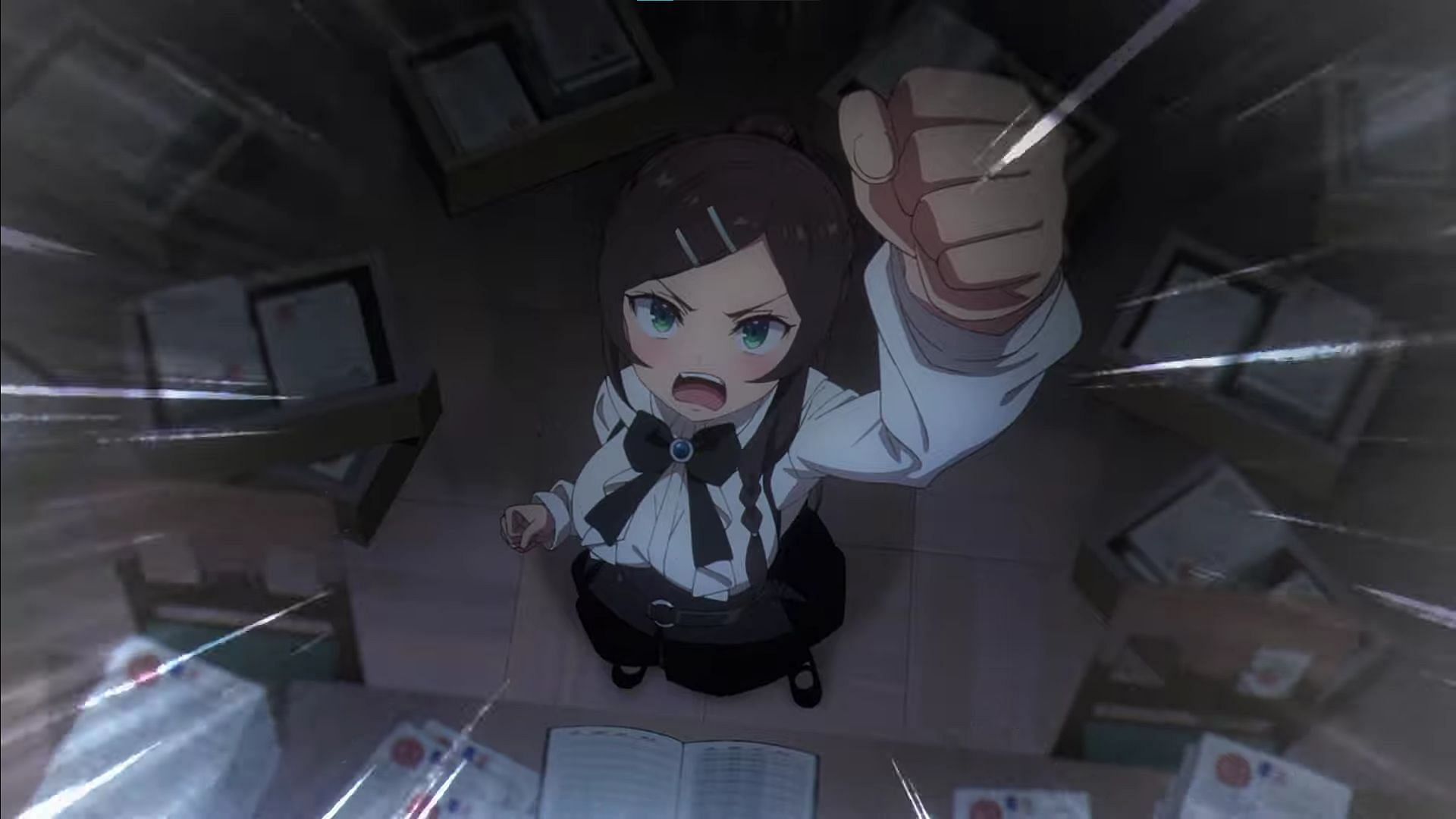 Alina Clover as shown in the I May Be a Guild Receptionist anime (Image via CloverWorks)