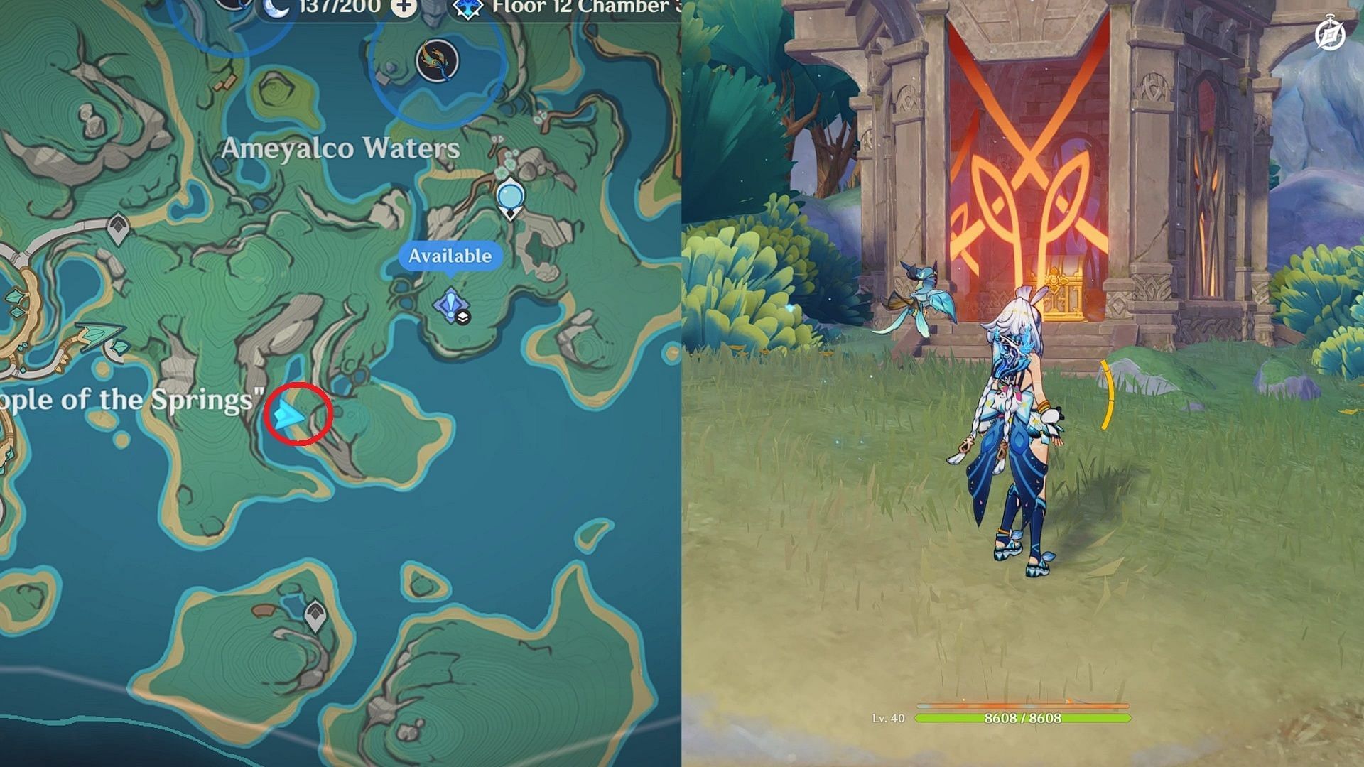 People of the Springs Shrine location (Image via HoYoverse)