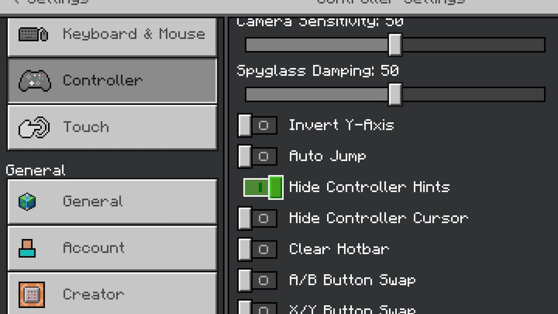 Head over to Controller Settings in Minecraft and then toggle the option (Image via Mojang Studios)