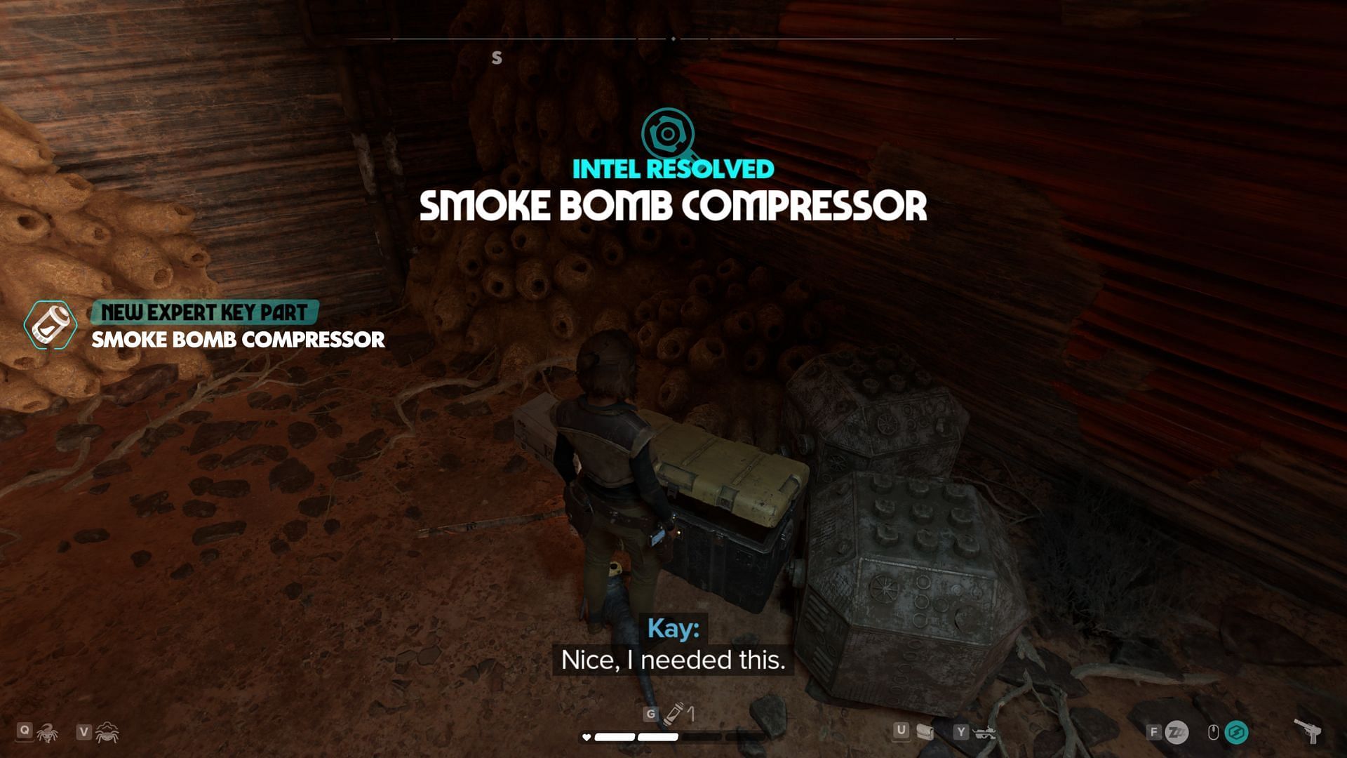 Find the item container near the exit to find the Smoke Bomb Compressor (Image via Ubisoft)