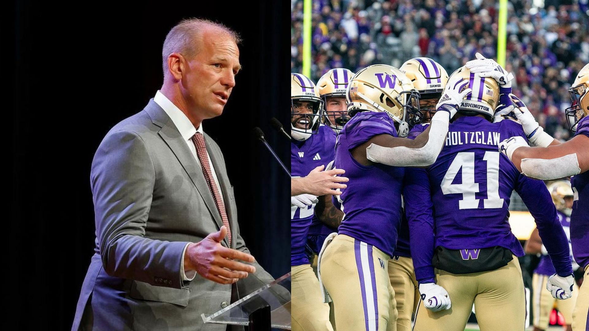 Kalen DeBoer on why he left Washinton (Images via @alabamafbl @uw_football)