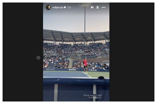 Nelly Korda congratulates her brother Sebastian Korda on his first-round win at the US Open (Image via Instagram@NellyKorda)