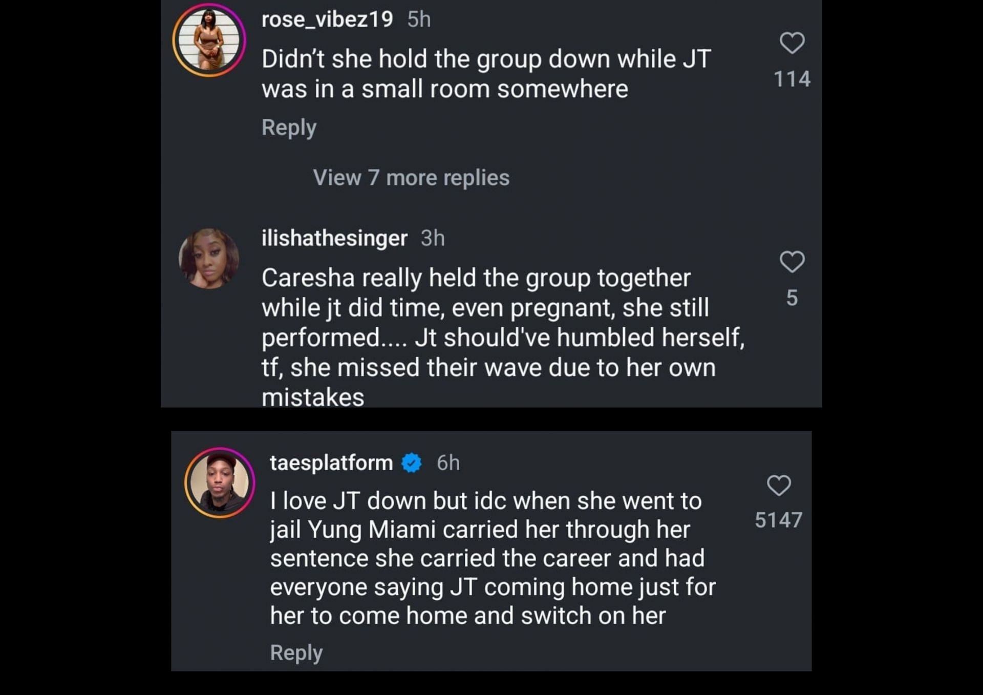 Netizen supports Yung Miami amid her feud with JT (Image via Instagram)