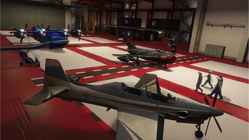 The inside of a Hangar in Grand Theft Auto 5 Online (Image via GTA Wiki)