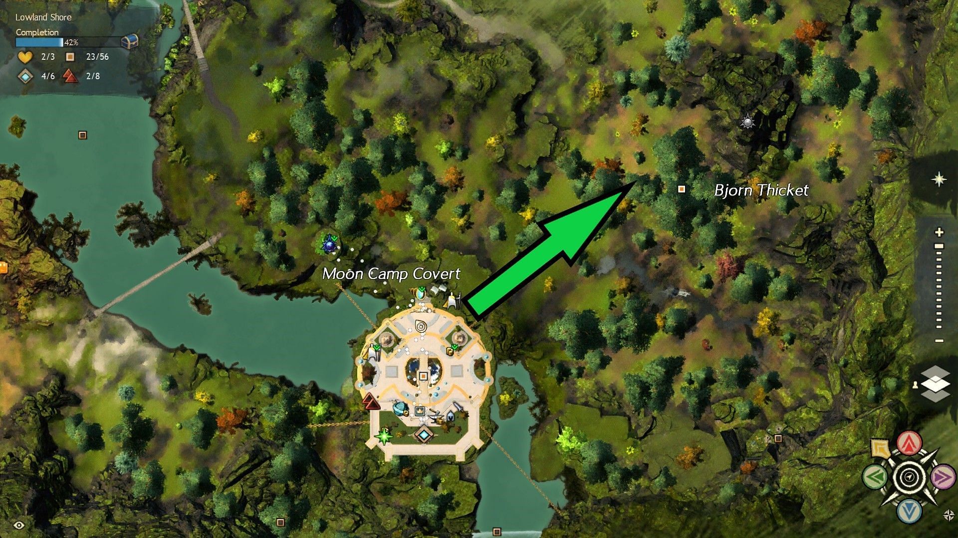 Bjorn&#039;s Thicket Mastery Insight location (Image via Arena Net)