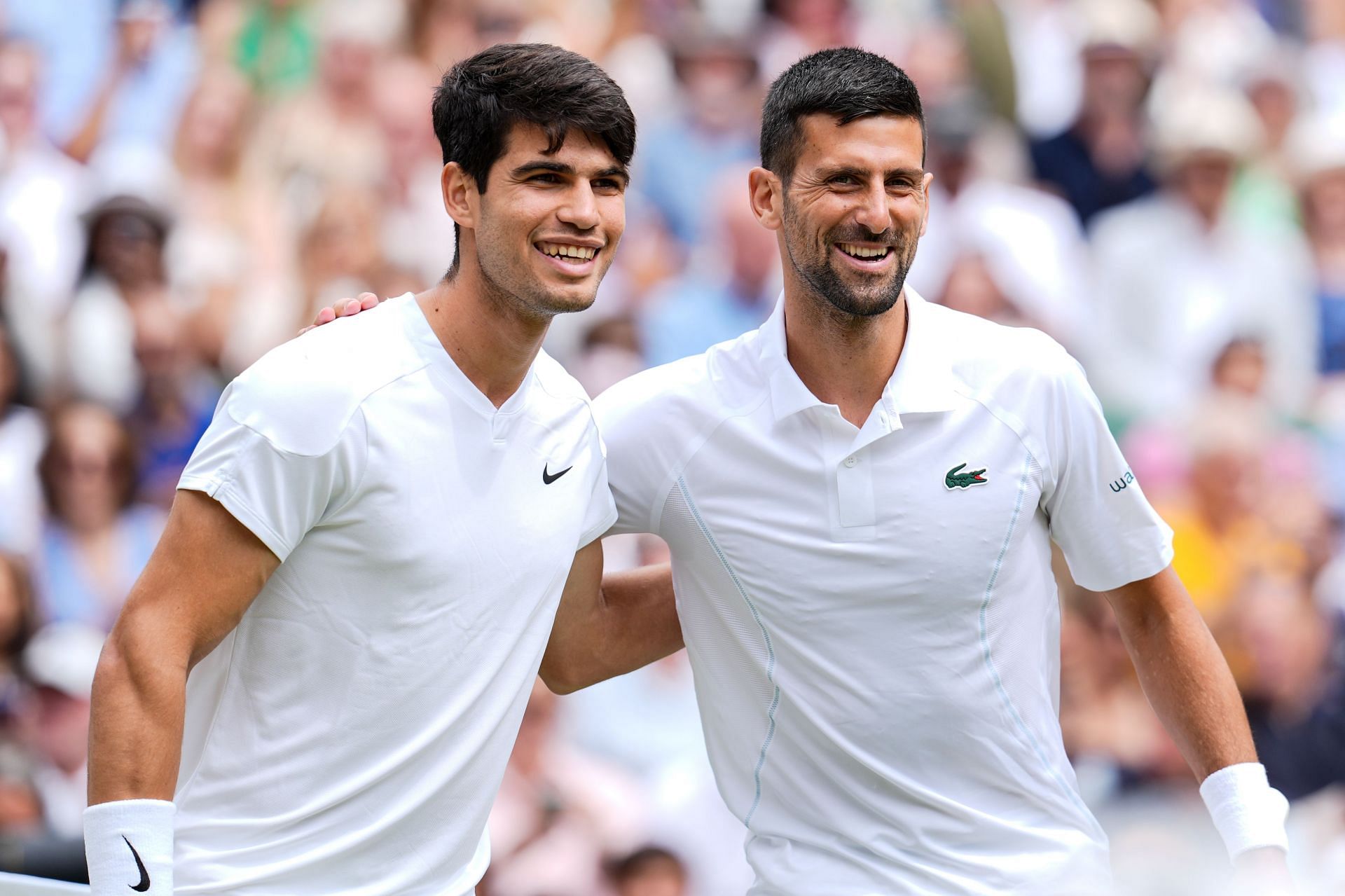 Novak Djokovic and Carlos Alcaraz at the 2024 Wimbledon Championships (Image source: GETTY)