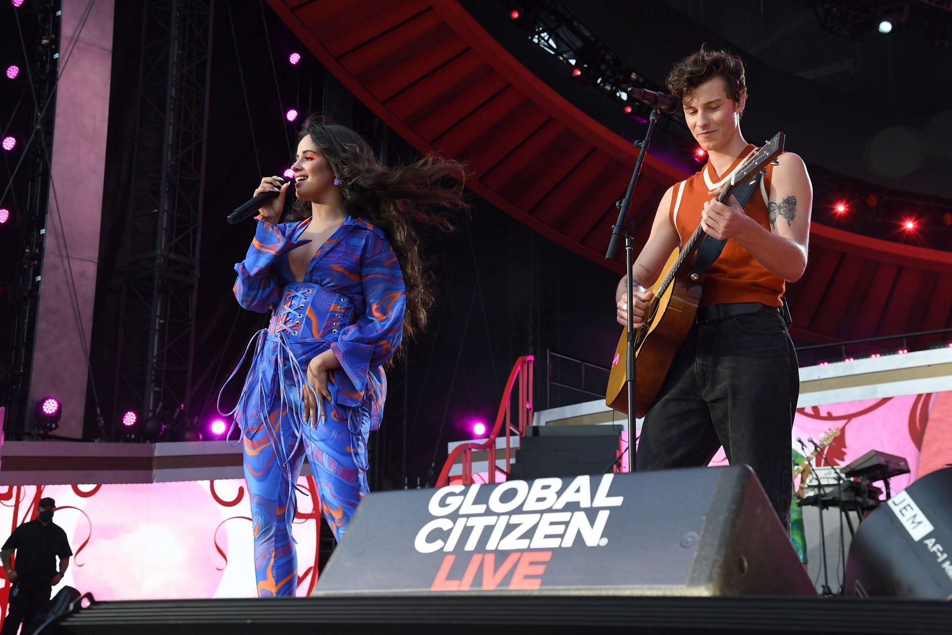 Camila Cabello and Shawn Mendes perform at Global Citizen Live in New York City on September 25, 2021. (Image via Getty/Kevin Mazur)