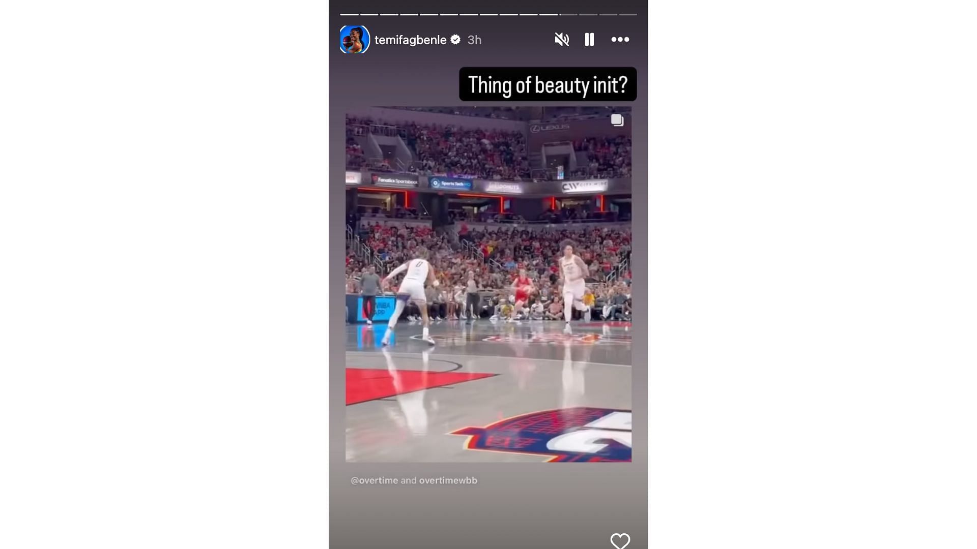 Temi Fagbenle shares a clip of Clarks assist versus the Mercury. Image Credit: Temi Fagbenli&#039;s IG account.