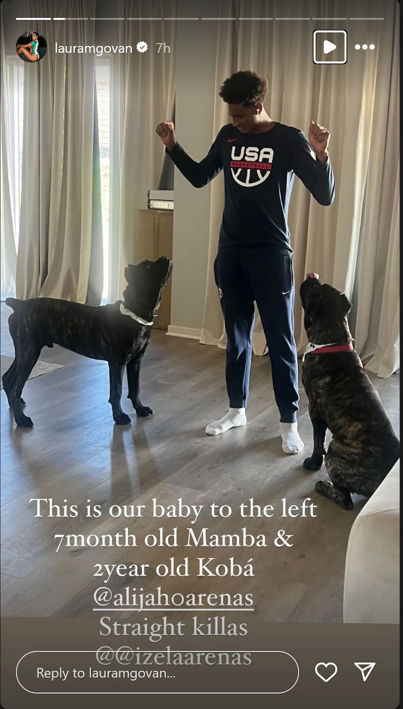 Alijah Arenas with their dogs (Image via Laura Govan's Instagram)