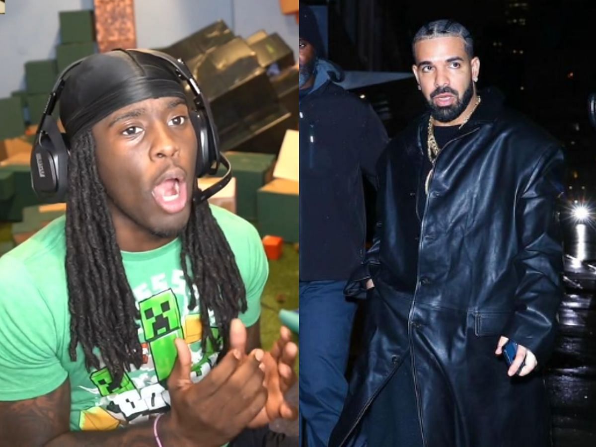 Kai Cenat receives a text from popular rapper Drake (Image via Twitch/Kai Cenat and Instagram/Drake)