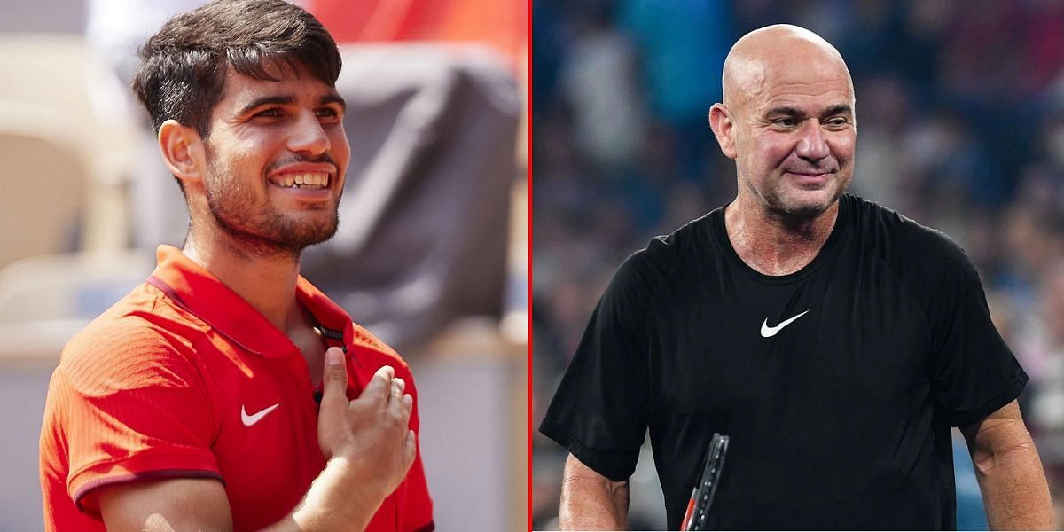 Carlos Alcaraz (L) Andre Agassi (R). (Source: GETTY)