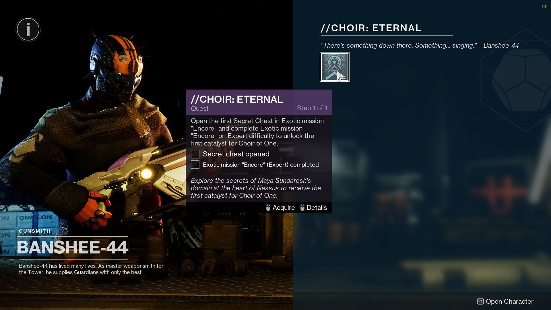 Choir Eternal quest in Destiny 2 (Image via Bungie)