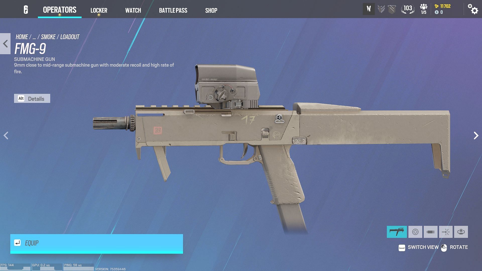 FMG-9 in R6 Siege (Image via Ubisoft)