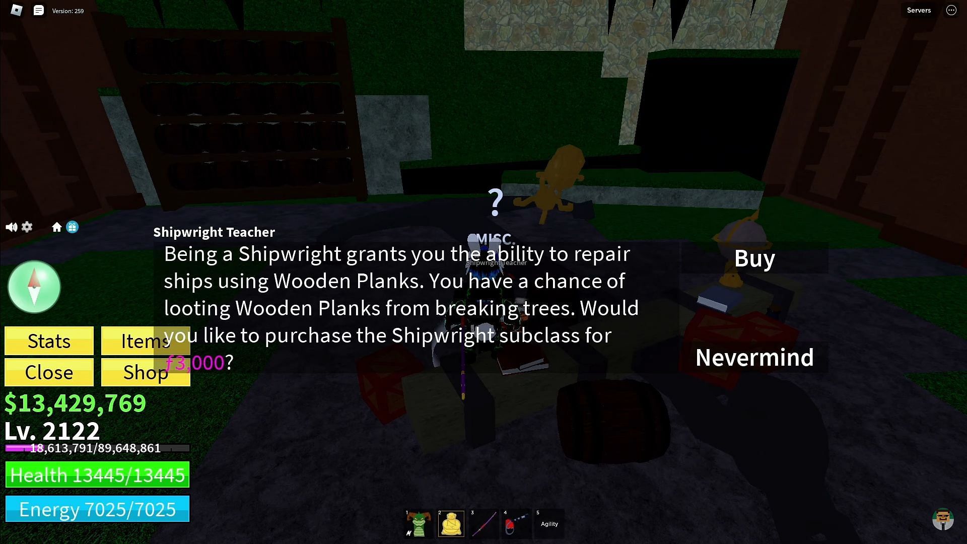 Purchasing the Shipwright subclass (Image via Roblox || MineBlox/YouTube)