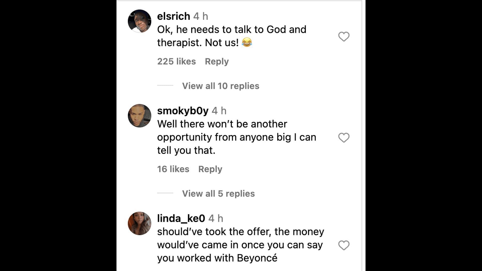 Social media users reacted to the rapper&#039;s claims about declining Beyonce&#039;s offer and missing the opportunity to work with Drake. (Image via Instagram)