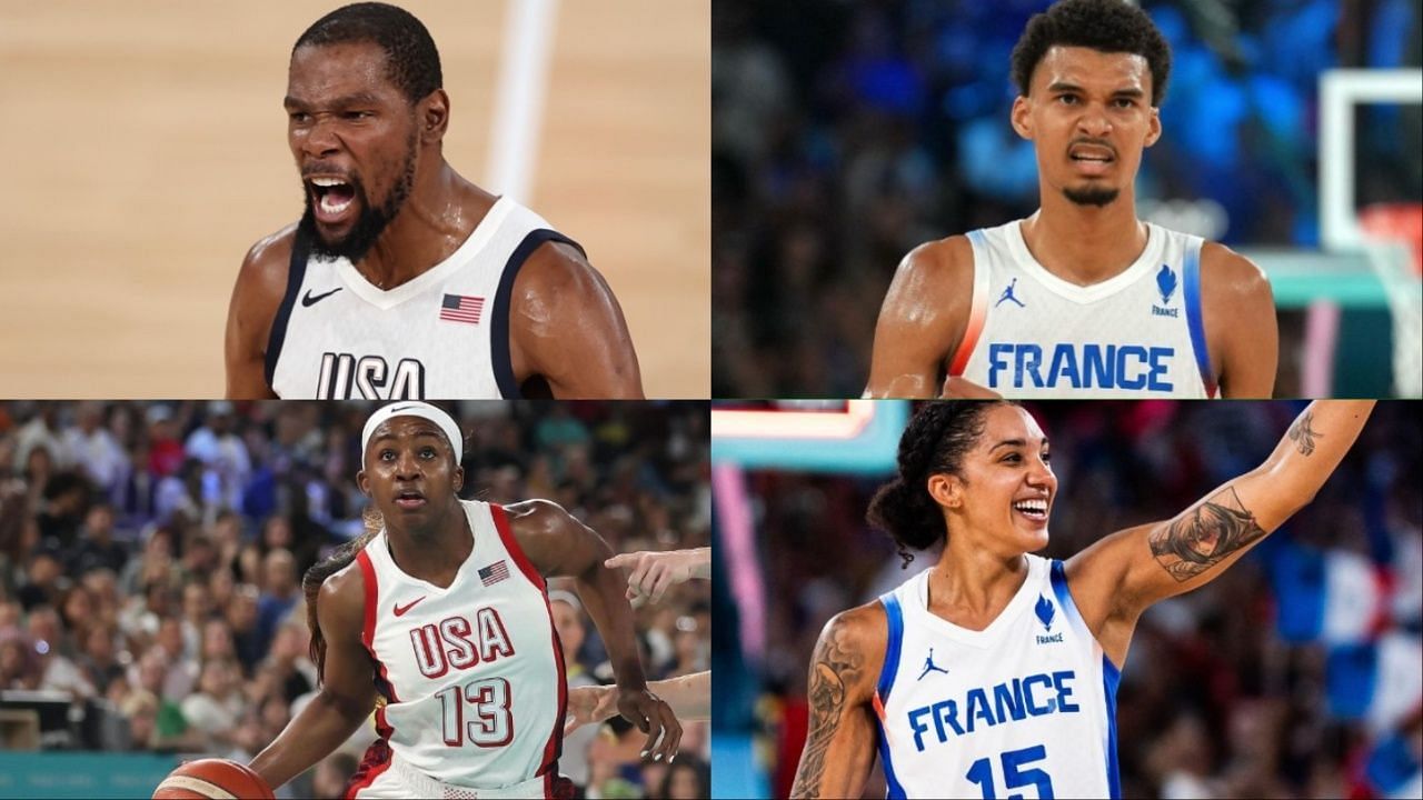 Fans react to Team USA vs France for the gold medal game (Image credits: @usabasketball, @equipedefrancebasket/Instagram)