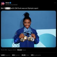 Drew McIntyre taunts CM Punk while posting a picture of Simone Biles (Image Credit: @DMcIntyreWWE on X)