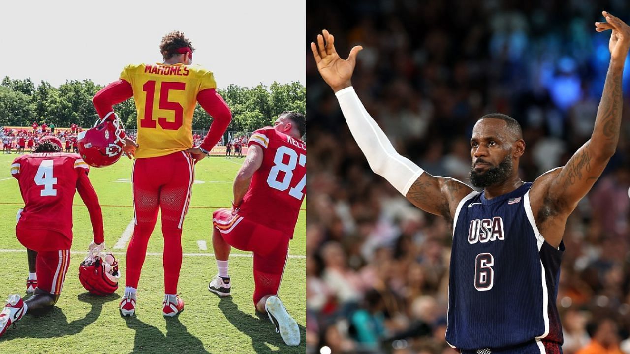 Some Kansas City Chiefs players and coaching staff voted LeBron James the GOAT over Michael Jordan and Kobe Bryant. [phot: @lakers, @chiefs]