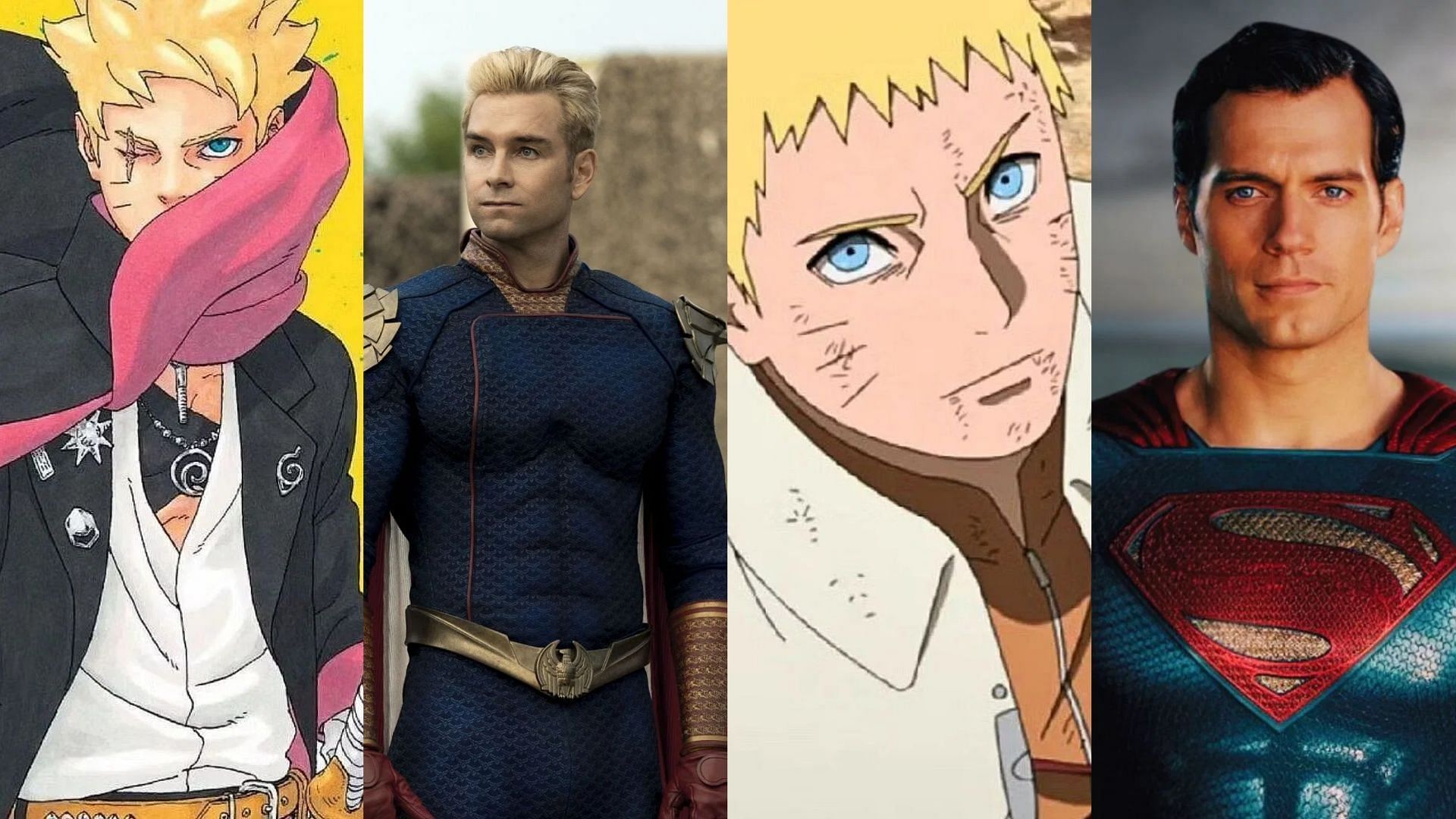 Fans compare Naruto and Boruto to Superman and Homelander respectively (Image via Sportskeeda, DC, and Shueisha)