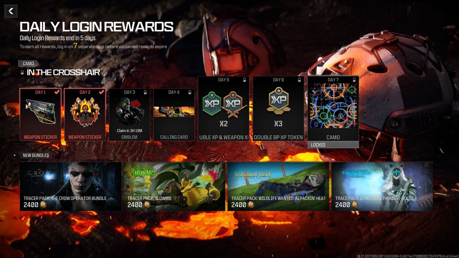 Daily login rewards in MW3 and Warzone Season 5 Reloaded (Image via Activision)