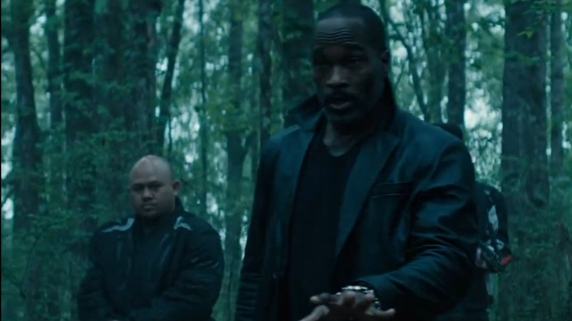 An image of Mykel Shannon Jenkins from the trailer of the film (Image via Warner Bros. Entertainment, Gunner trailer, 0:42)