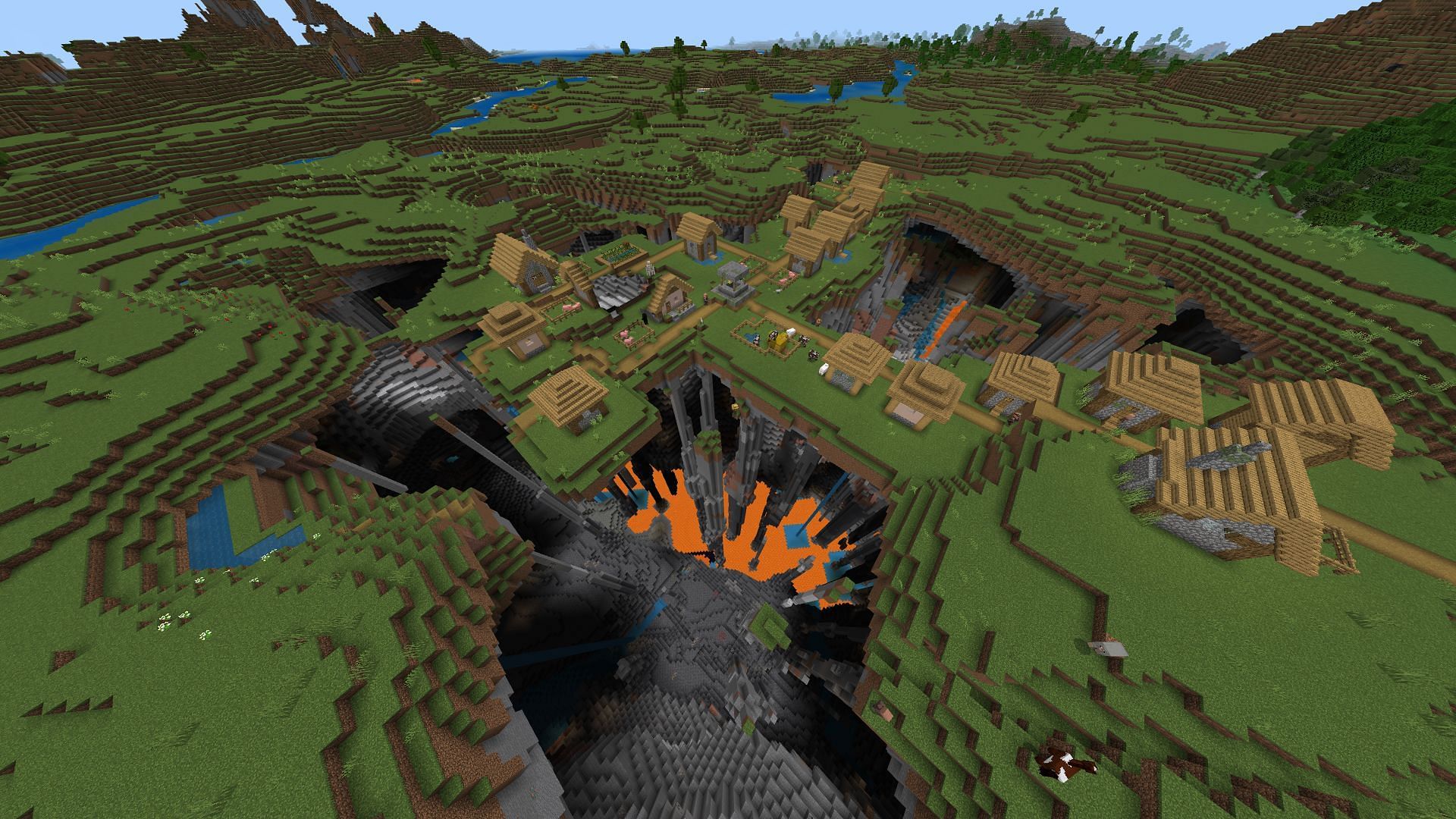 This may not be the best location to build a Minecraft village (Image via u/YourLocalKnight/Reddit)