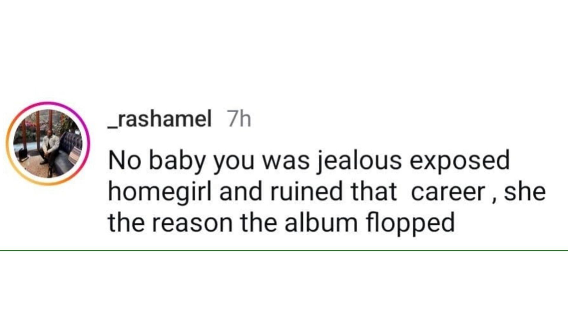 A person calls out Baby Storme. (Image via Instagram/ _rashamel)