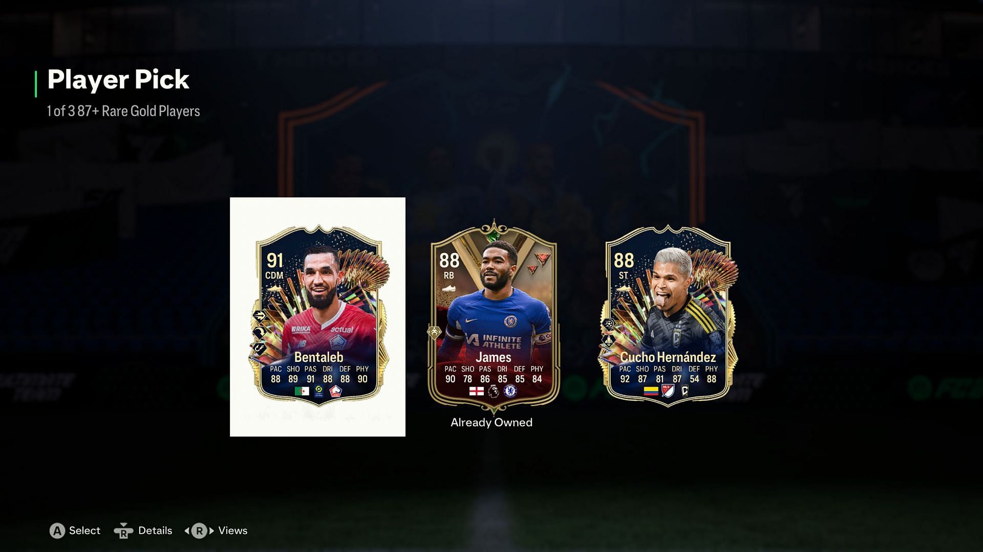 A choice between three players opening the 87+ PP (Image via EA)