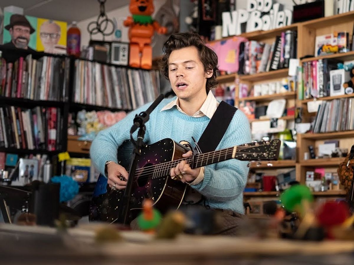 Harry Styles at Tiny Desk Concert (Image via YouTube/NPR Music)